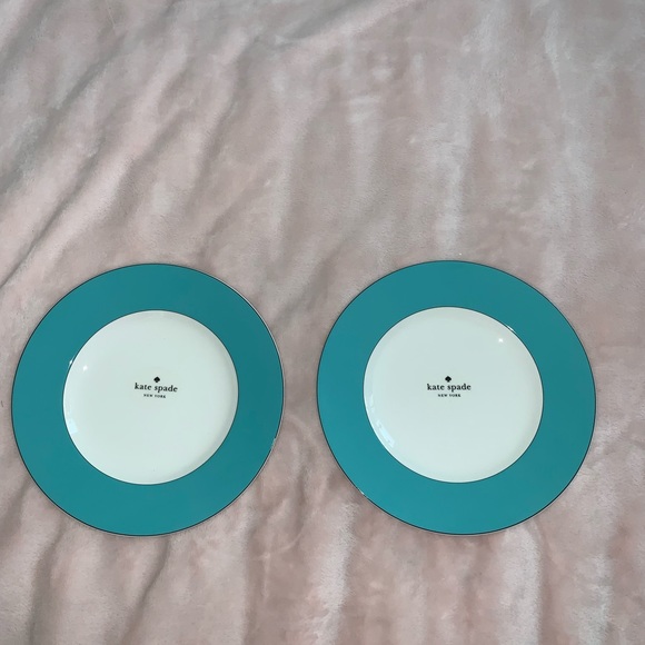 kate spade Other - Kate spade 2 China Rutherford print accent / side plates in white & Tiffany blue